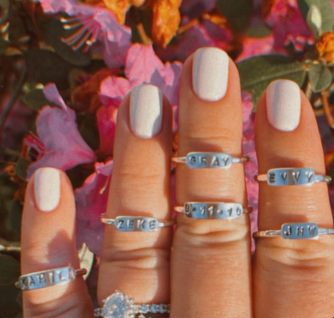 MTO Hand-Stamped Custom Name Plate Ring